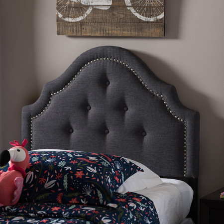 Baxton Studio Cora Modern Dark Grey Upholstered Twin Size Headboard 125-6984